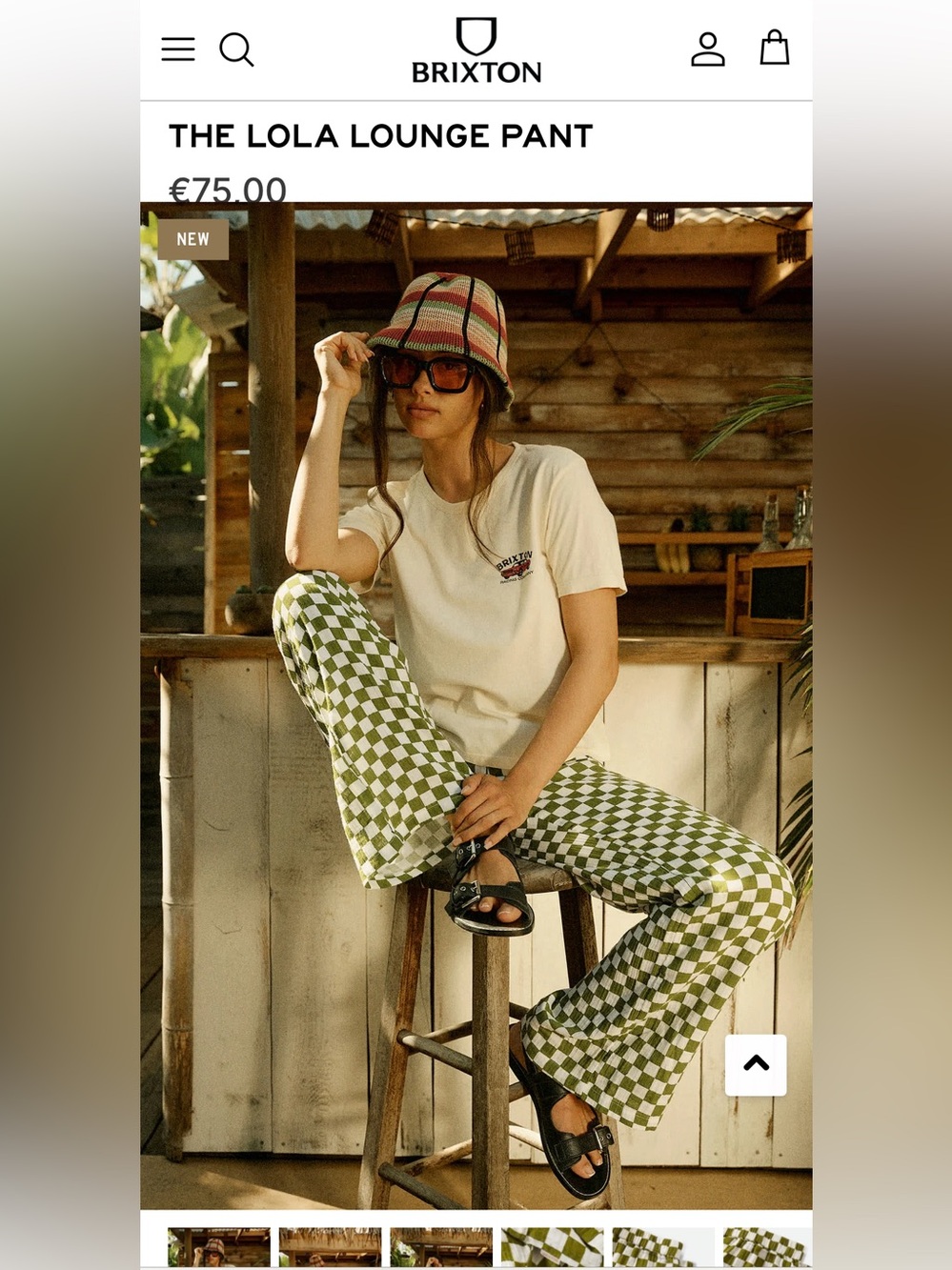 Brixton THE LOLA LOUNGE PANT *Chocolate Cream Checkerboard Pant